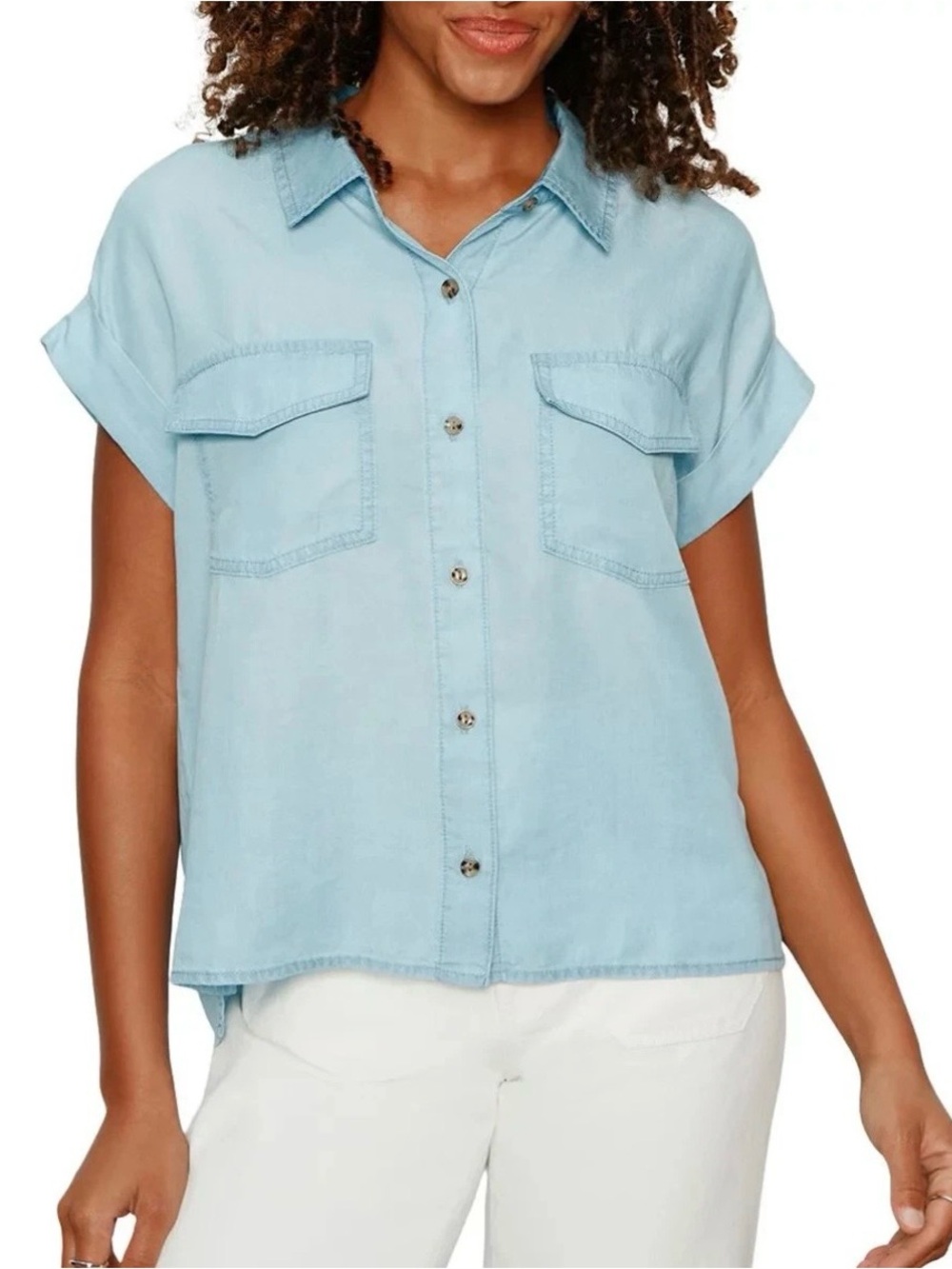 Sanctuary Women's Short Sleeve Button Front Shirt